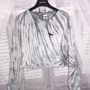 Pink - white and grey tye dye crop tee